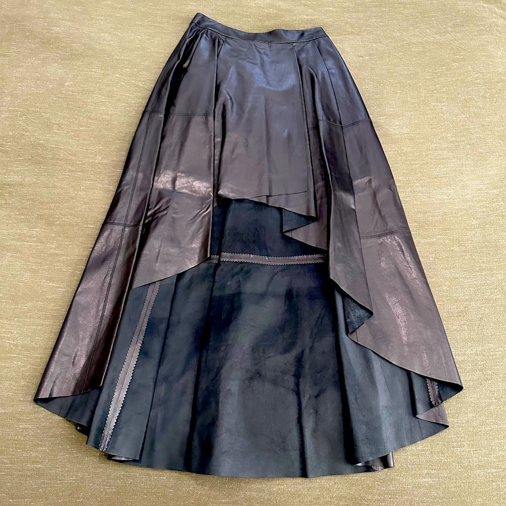 NWT Alice and Olivia hi low leather skirt